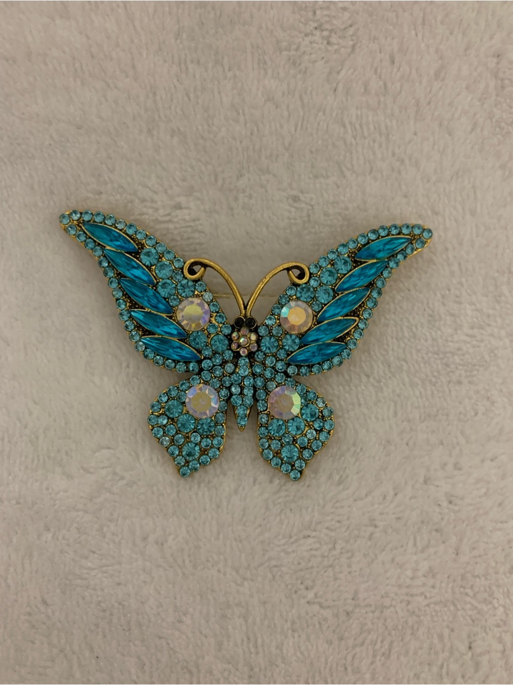 Crystal Butterfly Brooch - Turquoise Sparkle